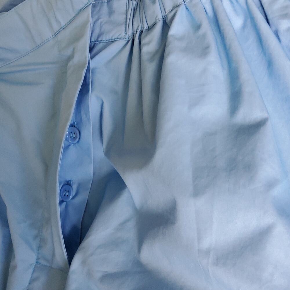Nicholas Women's Taron Cotton High Waisted Button Fly Pants in Blue 6 - Picture 5 of 10